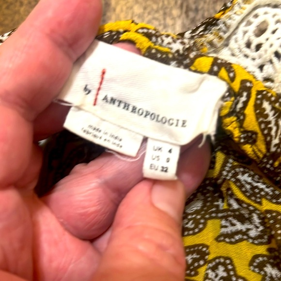 MAEVE -Anthropologie Yellow and Brown BoHo Patterned Tank Top - Picture 5 of 6